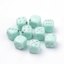 50 Dice Beads Acrylic Cube Wholesale BULK Casino Gambling Jewelry Mint Blue 10mm - £2.37 GBP
