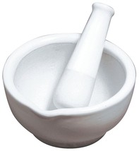 White Porcelain 1/2 Cup MORTAR &amp; PESTLE Ceramic Herb Pill gRinDeR Crushe... - $35.06