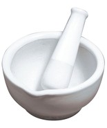 White Porcelain 1/2 Cup MORTAR &amp; PESTLE Ceramic Herb Pill gRinDeR Crushe... - $645.19 MXN