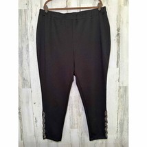 Roamans Womens Black Pants Size 26W Bead Embellished Pull On Elastic Waist - £19.69 GBP