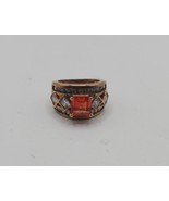 925 Ring Gold Over, Orange Stone, Size 5 - $40.00