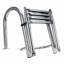 Boat Ladder 4 Step Pontoon Boat Ladder Foldable Stainless Steel Marine Rear Entr - £191.03 GBP