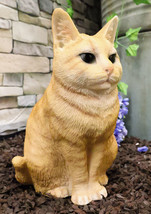 Lifelike Pet Pal Sitting Feline Striped Orange Tabby Cat Statue 12.75&quot;Tall - £36.75 GBP