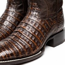 TUCSON Genuine Caiman Belly Skin Cowboy Boot from the Western CollectionAged Bro image 4