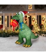 Gemmy 7.8FT Tall Airblown Inflatable Dinosaur With Present T-REX NEW Hol... - £133.93 GBP