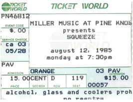 Vtg Squeeze Ticket Stub August 12 1985 Pine Knob Michigan - £19.35 GBP