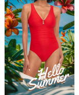 Lauren Ralph Lauren Ring Detail One Piece Swimsuit Red Size 8 RETAIL: $145 - $57.92