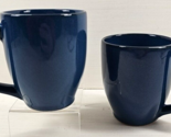 (2) Pier 1 Alpine Blue Mugs Set Ironstone Stoneware Handled Drink Coffee... - $29.67