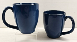 (2) Pier 1 Alpine Blue Mugs Set Ironstone Stoneware Handled Drink Coffee... - $29.67