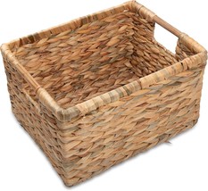 Vatima Large Wicker Basket Rectangular With Wooden Handles For Shelves, Water - £39.04 GBP