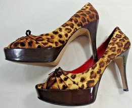 Guess Platform High Heel Animal Print Shoes Open Peep Toe Womens  Size 9.5 - £35.40 GBP