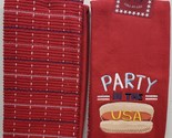 Set of 2 Different Embroidered Towels(16&quot;x26&quot;)PATRIOTIC BBQ,PARTY IN USA... - $14.84