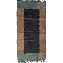 Leather Hearth Rug For Fireplace Fireproof Mat Green Rectangle - £255.74 GBP