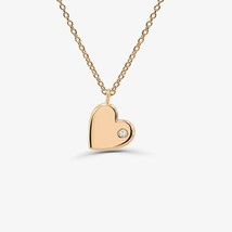 Round Cut Real Moissanite 14K Rose Gold Plated Heart Love Pendant Neckla... - £71.84 GBP