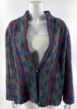 VTG DK Gold By Donnkenny Jacket Size 12 Blue Gray Red Wool Blend Coat On... - $34.65