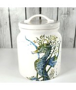 Pier 1 Sea Life Canister Ironstone Seahorse 7.5” x 5.5 Storage Jar Coast... - $1,319.43 MXN