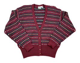 Vintage JG Hook 100% Wool Knit Sweater Cardigan Fleur De Lis Womens Large - £22.09 GBP