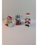 3 vtg Bronson Collectible BC Ceramic  Cat Christmas Ornaments train bell... - $376.94 MXN