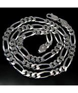 Real Sterling Silver Figaro Link Design Chain 20 Inches Neck chain - £51.56 GBP