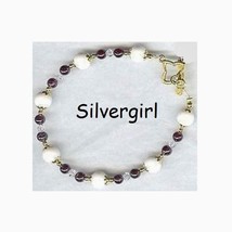 Garnet White Jade Crystal Beaded GP Bracelet - £14.18 GBP