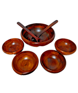 Vintage Teak Wood 7 PC Salad Serving Bowl Set w/Serving Utensils 11 1/2 ... - $602.41 MXN