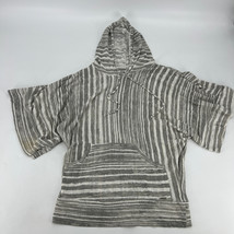 Hang Ten Gray and White Striped Sheer Cotton Hoodie Women&#39;s Size L - £20.50 GBP