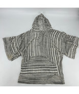 Hang Ten Gray and White Striped Sheer Cotton Hoodie Women&#39;s Size L - £20.50 GBP