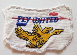 Vintage Fly United 2 Geese in Flight 3-1/2 x 2-1/4 Cloth Patch - £4.68 GBP
