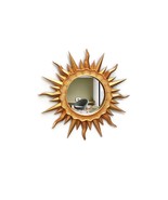 Mirror Round Sun -Makeup Mirror- Golden Resin Art Deco Style Gift Idea - $90.09