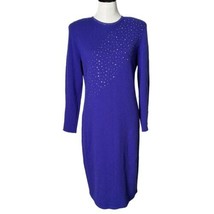 Don Sayres for Wellmore Jeweled Knit Midi Dress Purple Long Sleeve Women... - £71.01 GBP