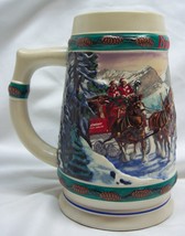 Vintage 1993 Budweiser Clydesdale Horse Beer Stein Christmas Holiday - £19.77 GBP