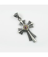 Radiant Cross Natural Amethyst Two Tone Bronze &amp; Sterling Silver Pendant - $2,735.36 MXN