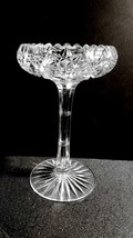 American Brilliant Period Cut Compote 9 1/4&quot; Tall w Cupped Rim Simple Elegance  - $34.95