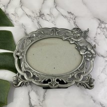 Vintage Y2k Silver Metal Angel Picture Frame Oval Filigree Decor Small 3x5 - $460.83 MXN