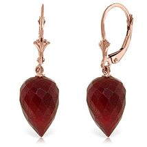 Galaxy Gold GG 14k Solid Rose Gold Leverback Earrings Drop Briolette Rubies - £366.46 GBP