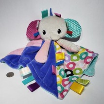 Bright Starts Elephant Plush Multi Color Lovey Security Blanket Satin Tags 14&quot; - $18.95