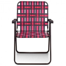 6 pcs Folding Beach Chair Camping Lawn Webbing Chair-Red - £142.27 GBP