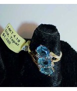 14K 3.00ct Oval Blue Topaz Diamond Ring Size 6.25 New Tag retail $1100. - £615.43 GBP