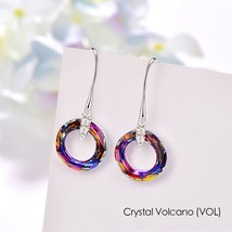 New Fancy Stone Circle Drop Earrings Crystals From Swarovski Dangle Earrings For - £42.39 GBP