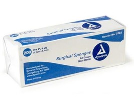 OPEN BOX Dynarex Gauze Sponge Non-Sterile 2&quot; x 2&quot; 8 Ply 200/Box - $5.41