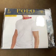 Polo Ralph Lauren Classic Fit Cotton Crewneck TShirts 3 Pk White Blue 2X... - £31.54 GBP