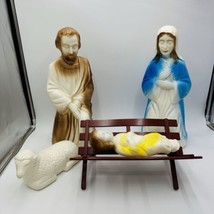 Vintage Empire Blow Mold Nativity Set Manger Jesus Mary Joseph 5 PCs Box - £101.40 GBP