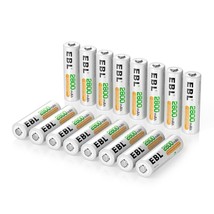 16X High-Capacity Ebl Aa Rechargeable Batteries, 1.2V Nimh 2800Mah, Double A 2A - £43.95 GBP