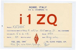 QSL Card I1ZQ Rome Italy 1957  - $9.90