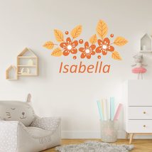 Floral Boho Wall Decal with Customized Kids Name - Modern Floral Wall Decal for  - £77.85 GBP