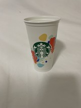 Starbucks Tropical Floral 16oz Reusable Plastic White Hot Cup without Lid - $5.94