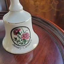 Vintage Porcelain Bell, January flower Carnation, by Papel, made in Japan image 2