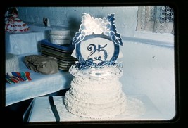 1952 Married 25th Anniversary Cake, Chicago Basement Red-Border Kodachrome Slide - £2.36 GBP