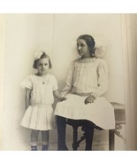 Vintage Early 1900&#39;s Photograph 2 Girls Sisters Dressed In White - £15.85 GBP