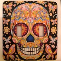 Sugar Skull Metal Switch Plate Double Toggle - $9.25